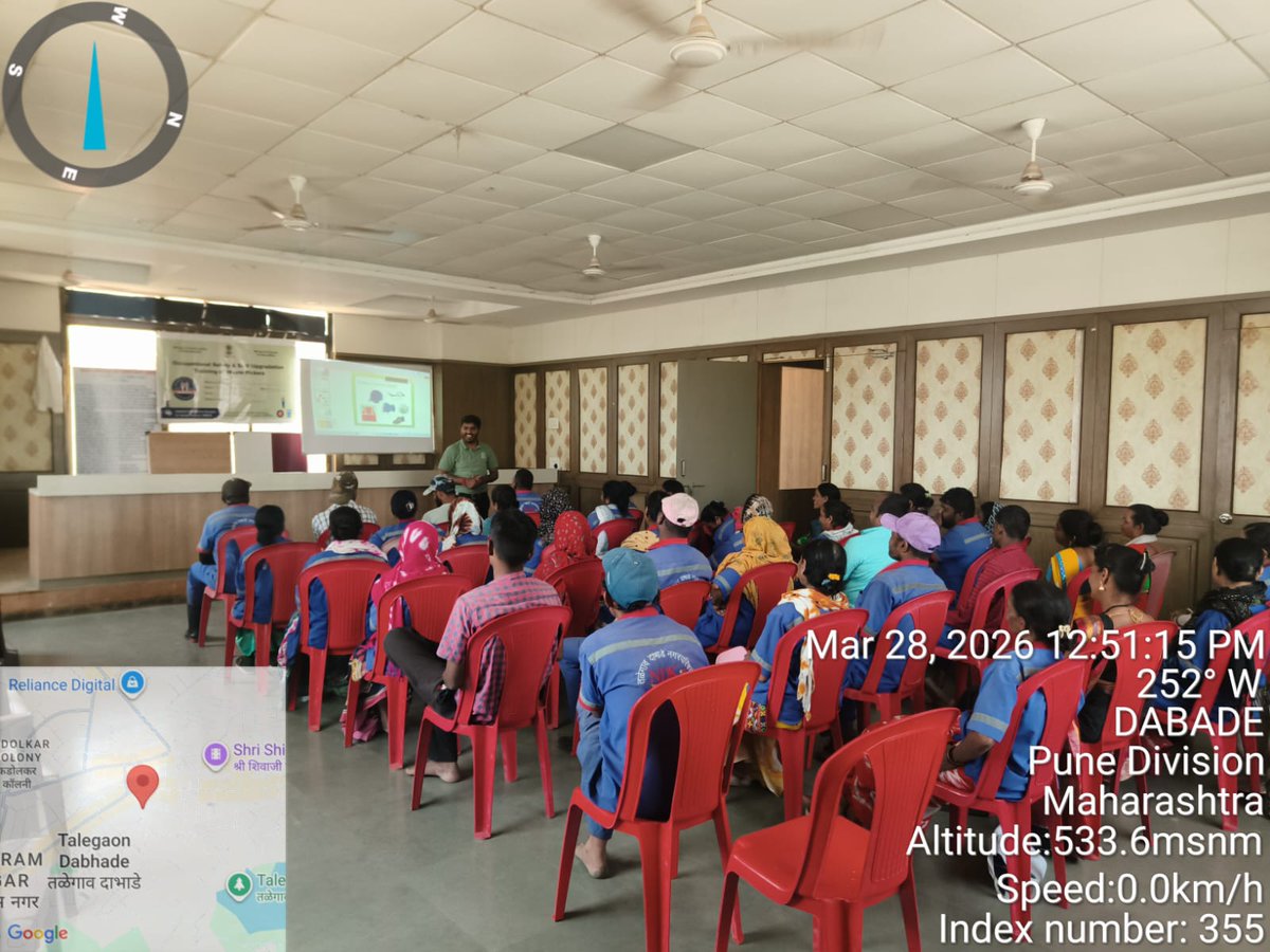 MSJEGOI's tweet image. Occupational Safety Training of waste pickers under #NAMASTE is now underway in Talegaon Dabhade, Pune District of Maharashtra. All trainees actively participated in the evaluation. Equipping #SafaiSaathis with essential safety practices and protective gear, the initiative is a
