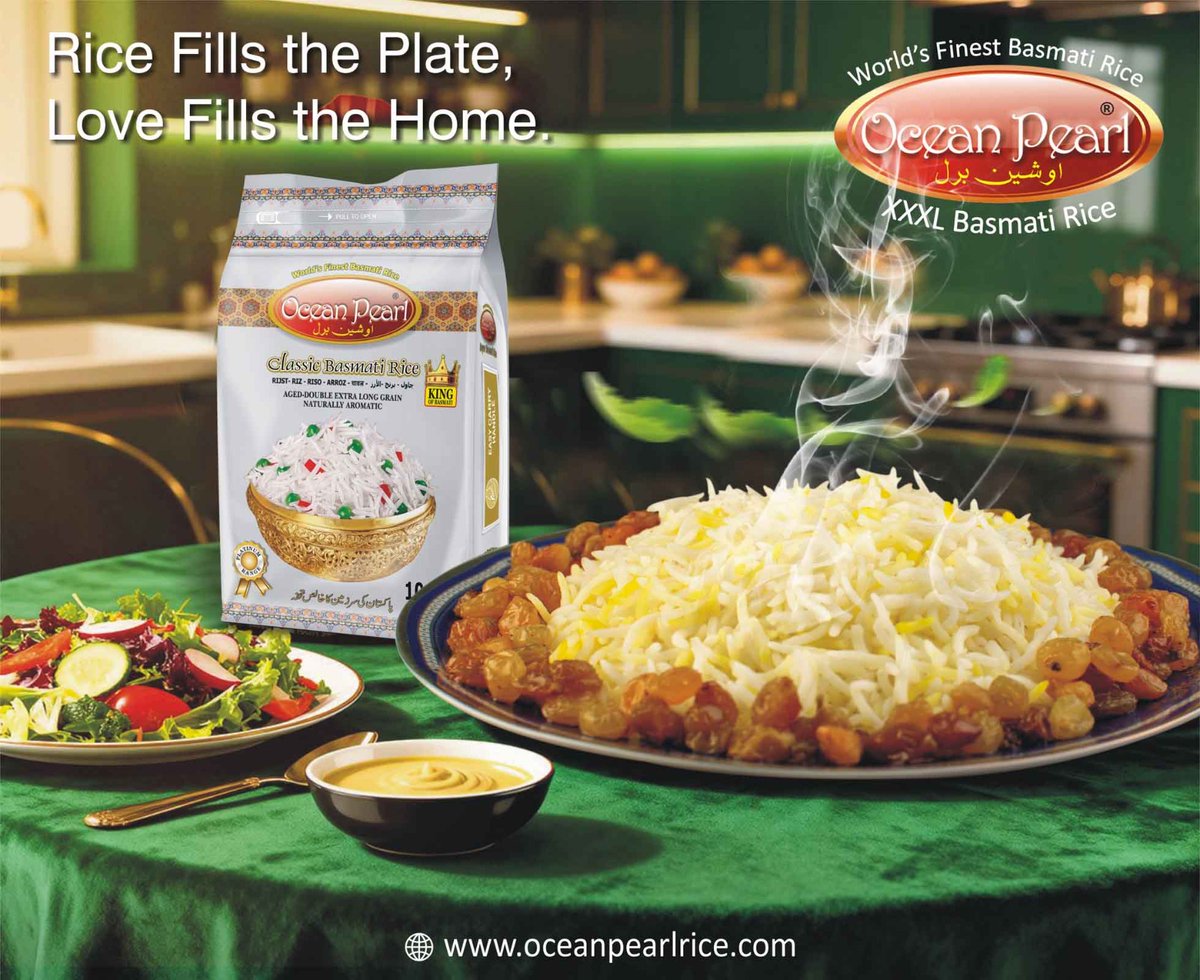 WaqarRiceMills's tweet image. Rice fills the plate… love fills the home 🤍🍚
Ocean Pearl Rice — bringing warmth to every meal ❤️
#OceanPearlRice #FoodWithLove #Togetherness #TasteOfHome 🍚✨