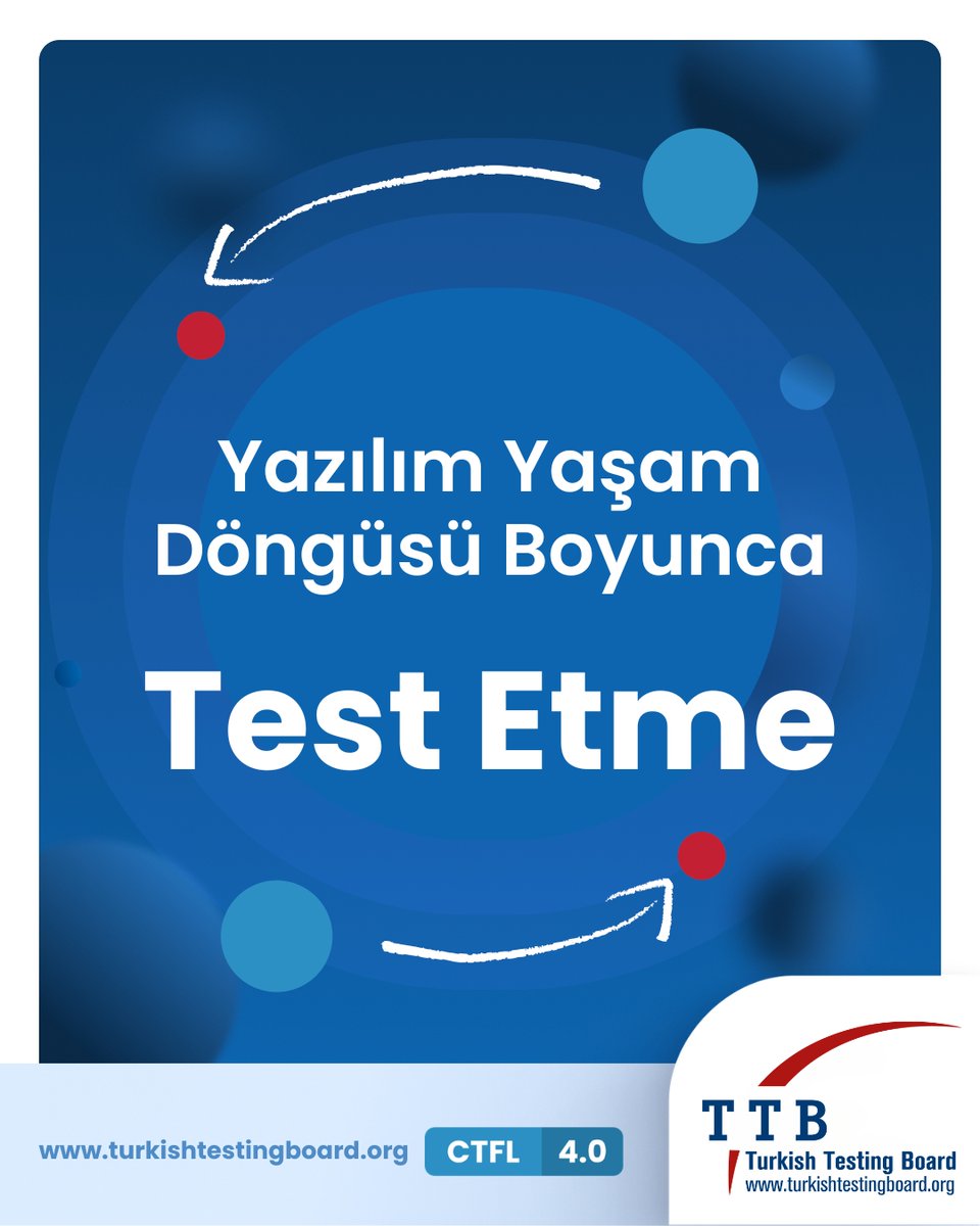 TurkishTB's tweet photo. Test, sürecin sonunda başlamaz ve sürümle birlikte de bitmez.

ISTQB® CTFL;
✔ Gereksinimde hatayı önler.
✔ Geliştirmede erken yakalar.
✔ Sürüm sonrası güveni korur.

Kalite sona eklenmez. Baştan inşa edilir.

👉 https://t.co/ghqOolOUEW

#ISTQB #CTFL #SoftwareTesting https://t.co/myaaXvMVsE