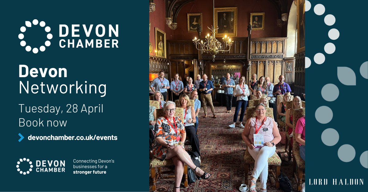 Chamber_Devon's tweet photo. Are you looking to grow your network and make meaningful connections with businesses from across Devon? 🔗

Join us for #DevonNetworking at the @LordHaldonHotel on Monday 28 April 🗓️

Find out more and register now: https://t.co/Fa3eFboHTO 

#DevonBusiness #DevonMeansBusiness https://t.co/QntE33mxpV