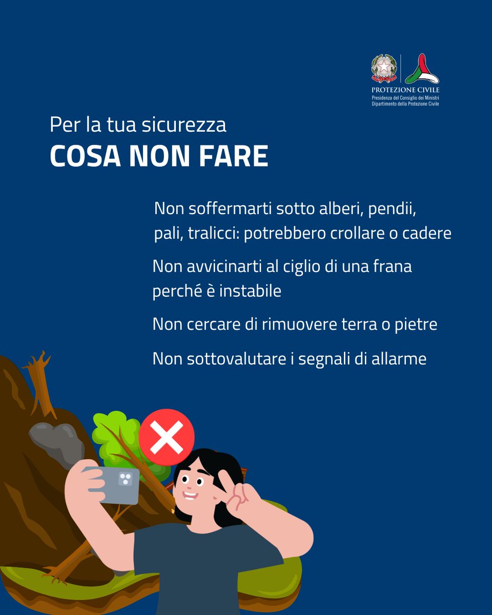 DPCgov's tweet photo. Parliamo di frane. Quali sono i segnali di allarme e i comportamenti da adottare? https://t.co/E9BKr62mKD