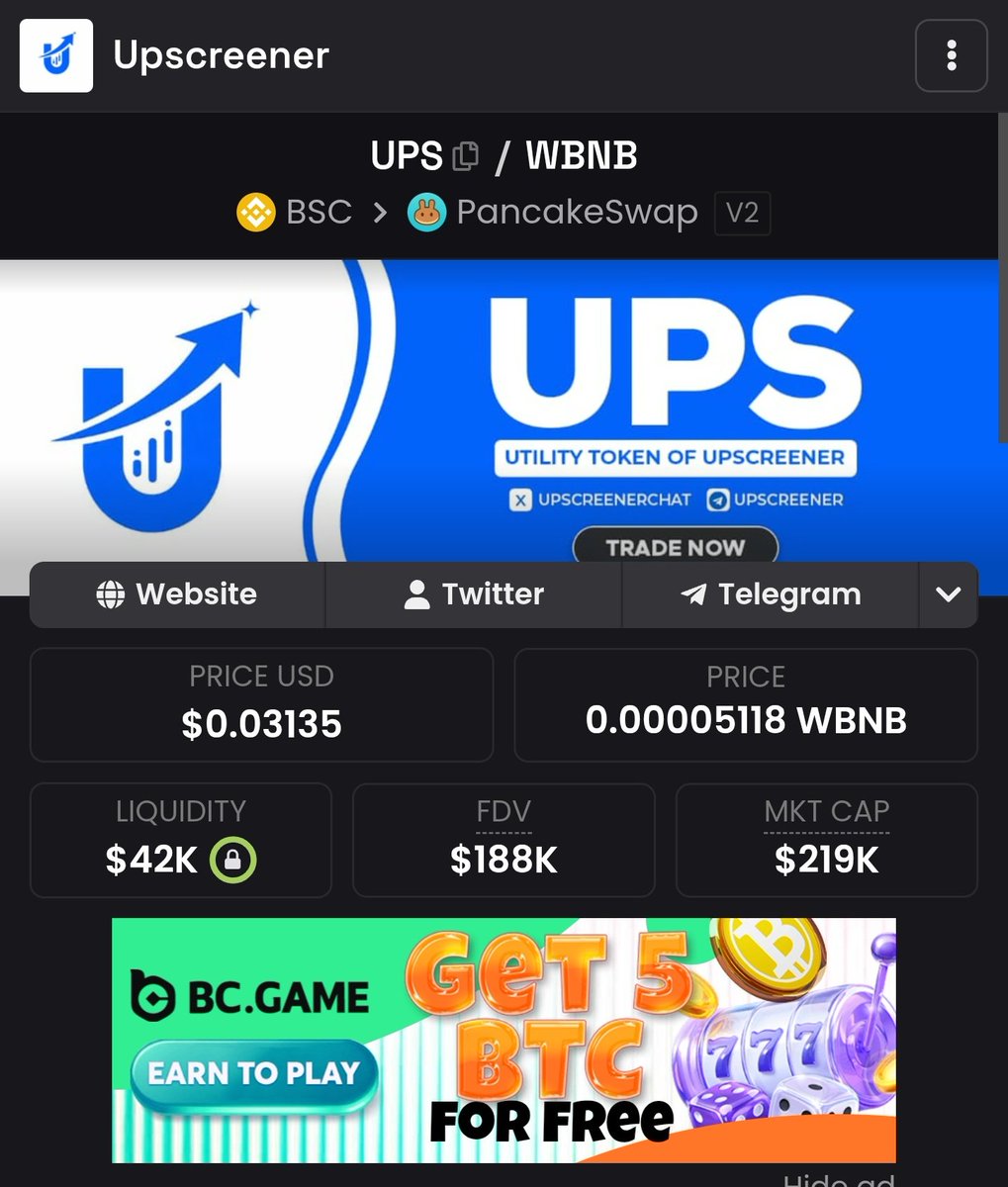 Congrats to those who got in, this is added to my long term bag now

UPS standing strong , $200k marketcap

I will update you all once this hit a $1m marketcap

Contract Address
0xae5A409773b9A7Dd0Ae94ff437Ac213d8faFBa01

NFA
DYOR