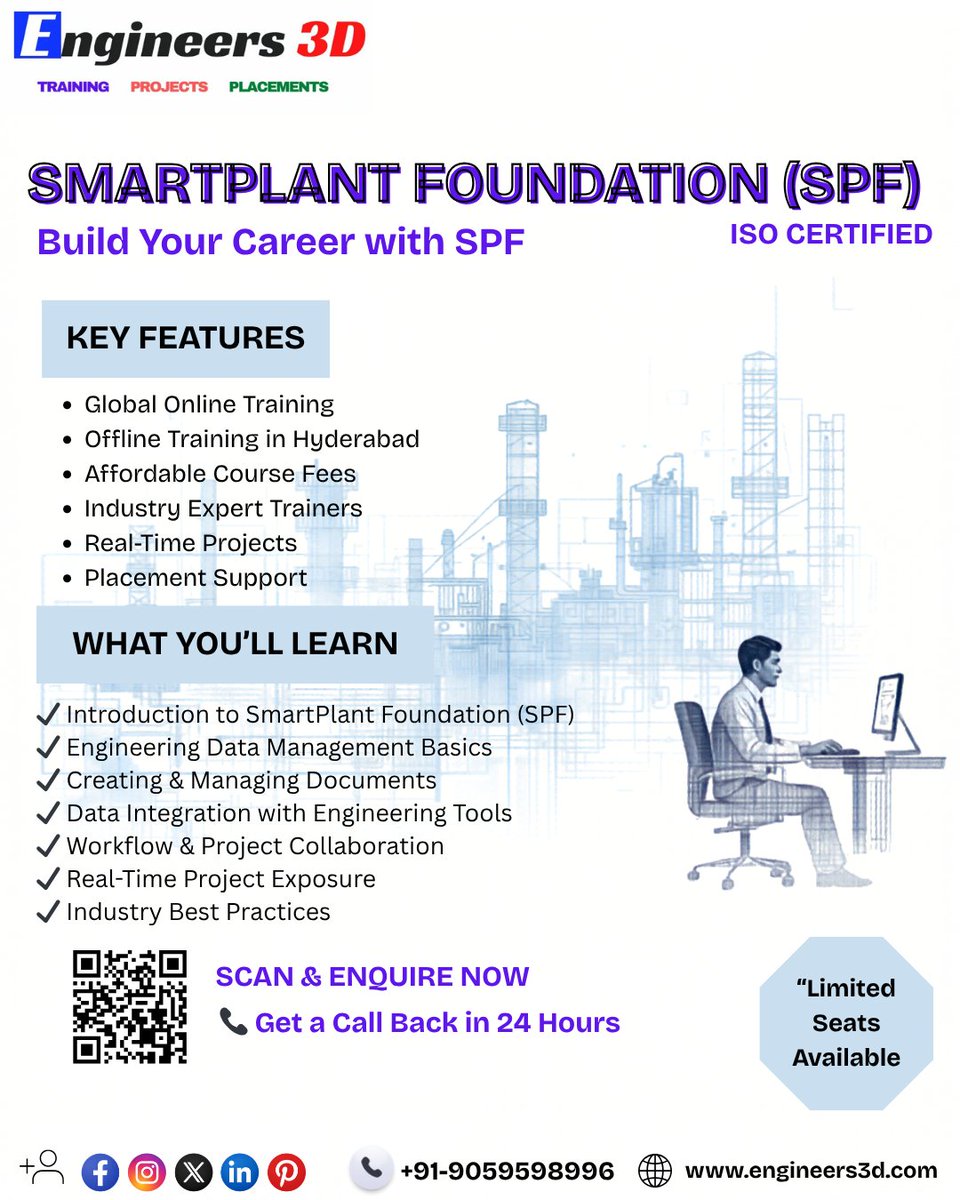Engineers3d's tweet image. For enquiry click the link - forms.gle/4QK8SDUysd4bne…
Level up your engineering career with SmartPlant Foundation (SPF) Learn smart, grow fast, and step into the Oil &amp;amp; Gas world with confidence 📷📷
#SmartPlantFoundation #SPFTraining #Engineers3D #EngineeringCareers #OilAndGas