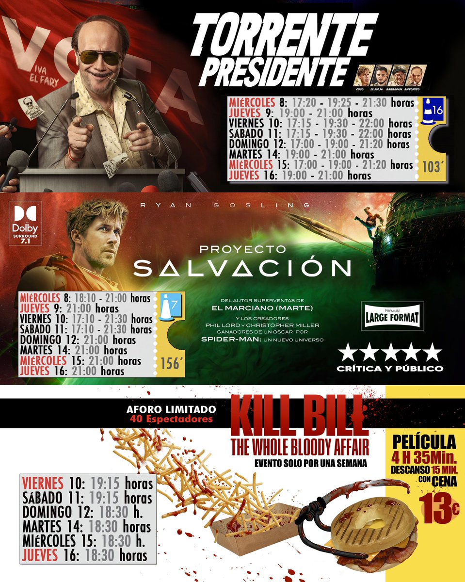 Programación REDUX a partir del miércoles 10 de abril:
Boulevard 💕
Super Mario Bros Galaxy: La Película
Kill Bill The Whole Bloody Affair 🗡️🩸
Torrente Presidente
Proyecto Salvación 🚀🌍🪨

Disfruta de la promo exclusiva de Kill Bill