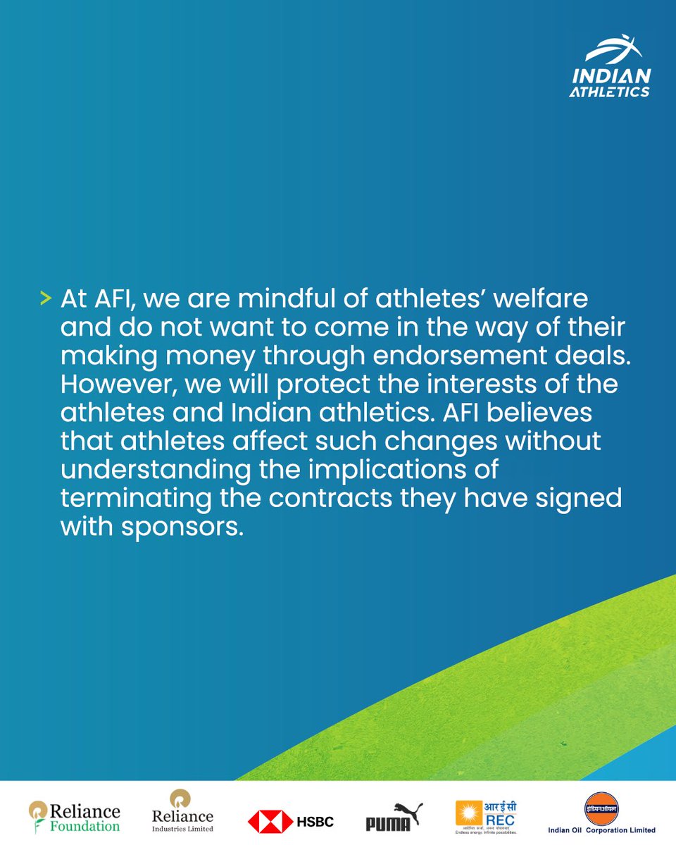 afiindia's tweet image. Putting athletes first 🇮🇳👊

Ensuring clarity in contracts and keeping the focus on performance.

#IndianAthletics #AFI