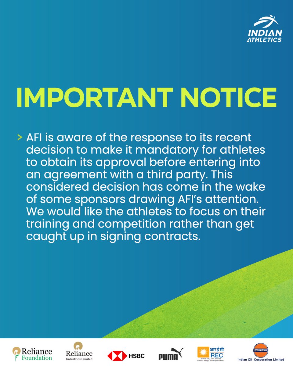 afiindia's tweet image. Putting athletes first 🇮🇳👊

Ensuring clarity in contracts and keeping the focus on performance.

#IndianAthletics #AFI