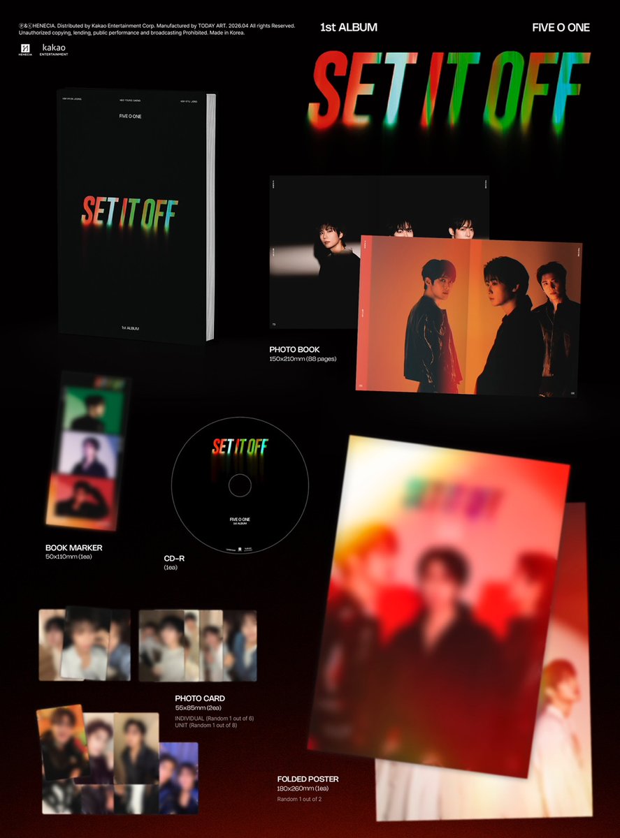 [💿] 

FIVE O ONE - SET IT OFF RELEASE

FIVE O ONE First Album 'SET IT OFF'

Album Pre-order
2026.04.13 ~ 2026.04.29

Album Release
2026.04.30

#FIVE_O_ONE #FIVEOONE #FOO #파이브오원