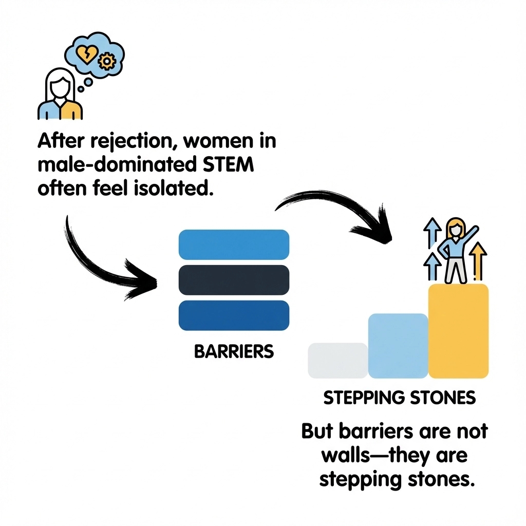 WomeninStemNet's tweet image. Why do so many women in STEM leave after job rejection? 🧬🚀 Isolation and bias create barriers: but these are stepping stones, not dead ends. It’s time to connect, rebuild, and rise together. Ready to change the story? #WomenInSTEM #BreakTheBias #STEMCommunity