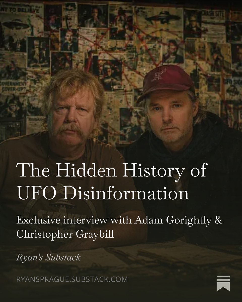 SomewhereSkies's tweet image. Check out my interview with Adam Gorightly and Christopher Graybill about their new documentary, Saucers, Spooks and Kooks! 🛸

Read here: substack.com/home/post/p-19… 

Watch here: youtube.com/watch?v=7AYYNt…

#UFOtwitter #UFOX #UFOs