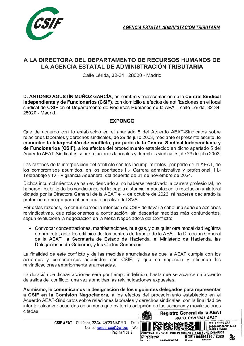 CSIF AEAT tweet media