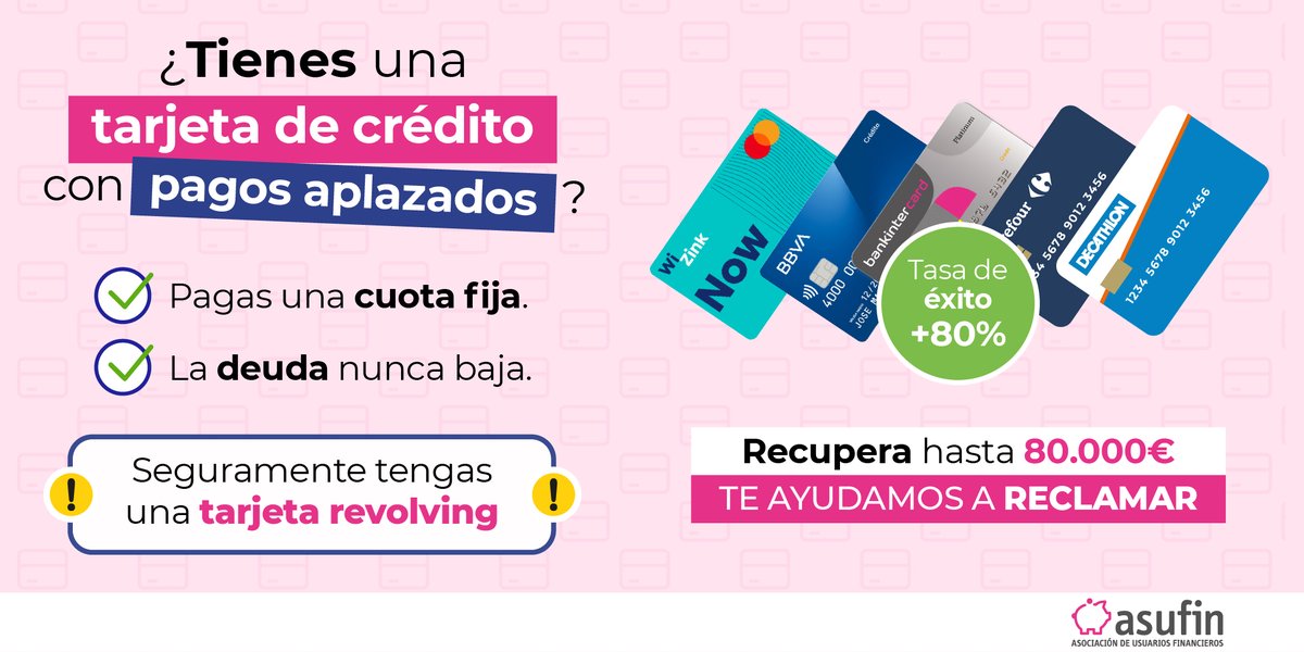 asufin_'s tweet photo. 💳 ¿Pagas cada mes y tu deuda nunca baja?
Podrías tener una #TarjetaRevolving con #InteresesAbusivos.
💥 #Reclama con #ASUFIN y recupera tu dinero.
Miles de personas ya lo han conseguido.
Reclama con nosotros👉 https://t.co/eEsoCEe9u2 https://t.co/4vZbR99X3T