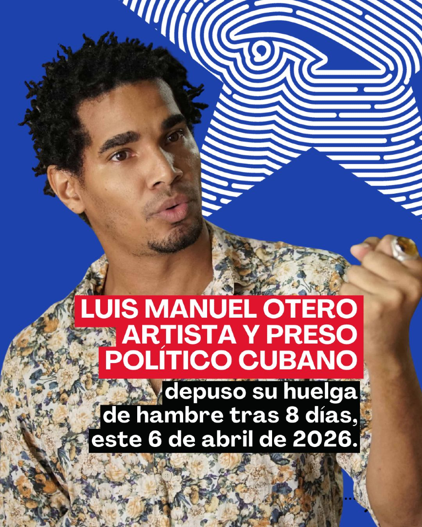 JuventudCuba's tweet photo. ⚠️ Luis Manuel Otero Alcántara depuso su huelga de hambre este 6 de abril, según informó la activista Yanelys Núñez Leyva.

📢 “Su huelga de hambre, iniciada tras las amenazas que sufrió y las nuevas arbitrariedades legales en su contra —sistematizadas por Cubalex—, culminó este 6 de abril, tal como había anunciado”.

📱 Luis Manuel, artista y preso político cubano del 11j, permaneció ocho días en huelga de hambre. Esta fue su séptima huelga de hambre en el presidio político.

❗ Asimismo, es importante destacar que LUIS MANUEL CONTINÚA EN RIESGO, aunque la Seguridad del Estado, durante una visita en medio de esta protesta, le asegurara que la AMENAZA DE MUERTE que le hicieron “había sido un error” y que “ellos no iban a matar a nadie”.

La policía política cubana tiene un amplio historial de crímenes, y su naturaleza es controlar a la ciudadanía mediante el terror y la muerte. Así que no les creemos NADA de lo que dicen. 

NO DEJEMOS SOLO A LUISMA‼️

#exprésateendictadura #encubahayunadictadura #juventudcubana #libertadparanando #derechoshumanos #LibertadParaTodosLosPresosPoliticos