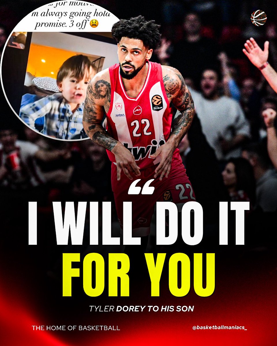 bballmaniacs_'s tweet photo. Tyler Dorsey had extra motivation against Real Madrid—his son had asked him to score 40 points! He ended up scoring 37 😮

#olympiacosbc #paobc #euroleague #realmadrid https://t.co/ti06wtlOxv