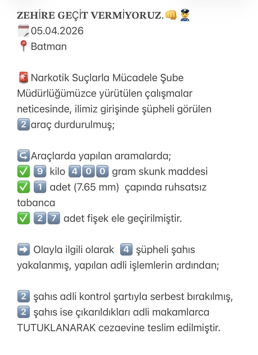 Batman Emniyet Müdürlüğü tweet media
