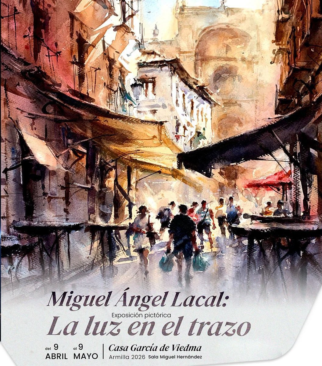 Exposición pictórica: “La luz en el trazo” del artista Miguel Ángel Lacal.
🖼 Inauguración:
📅 Jueves 9 de abril
🕢 20.00 h
📍 Casa García de Viedma (Armilla)
📅 Exposición abierta del 9 de abril al 9 de mayo de 2026
📍 Sala Miguel Hernández — Casa García de Viedma #Armilla