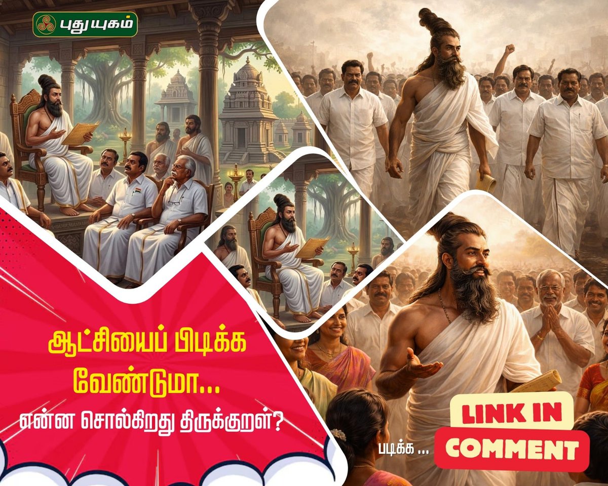 PuthuyugamGec's tweet photo. ஆட்சியைப் பிடிக்க வேண்டுமா... என்ன சொல்கிறது திருக்குறள்?
Read Here : https://t.co/kisSmxNejB
#Thirukkural #Thiruvalluvar #AncientWisdom #LeadershipPrinciples #GoodGovernance #PoliticalWisdom #Leadership #WisdomForLeaders #IndianPhilosophy  #Puthuyugamtv #TNelection2026 https://t.co/4SOT2tywpX