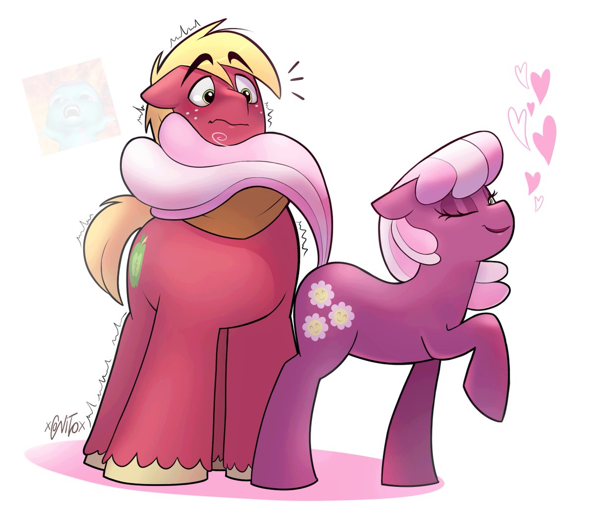XCONITO's tweet image. I think... she's giving him hints 👀

#cheerimac #mlpg4 #conito