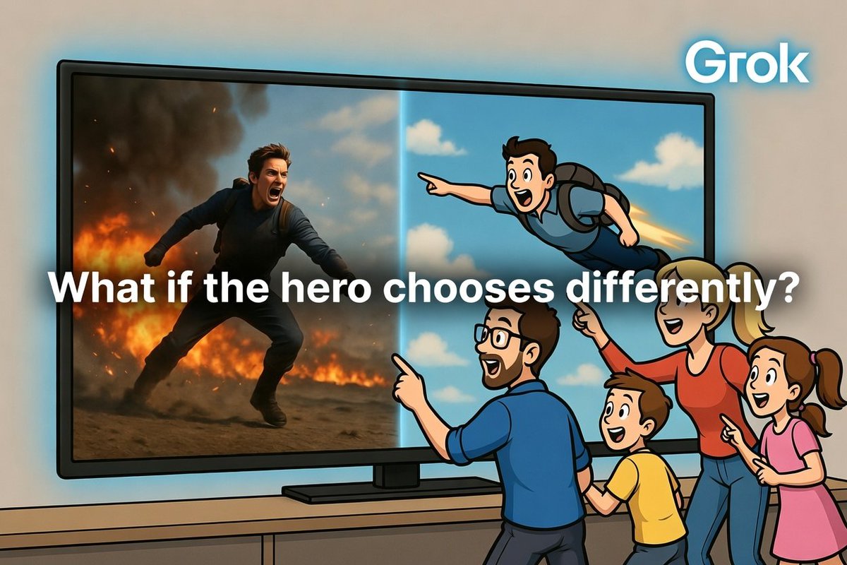 9zHOoyWhrvSGFxA's tweet image. 2/2 

X Smart TV App: Personalized verified news + Grok Originals.

Absolute highlight: Interactive TV powered by Grok!

“What if the hero chooses differently?” → live alt endings on your sofa! 🚀

Living room = cinema of the future!

Who wants this? #XTV #Grok #InteractiveTV