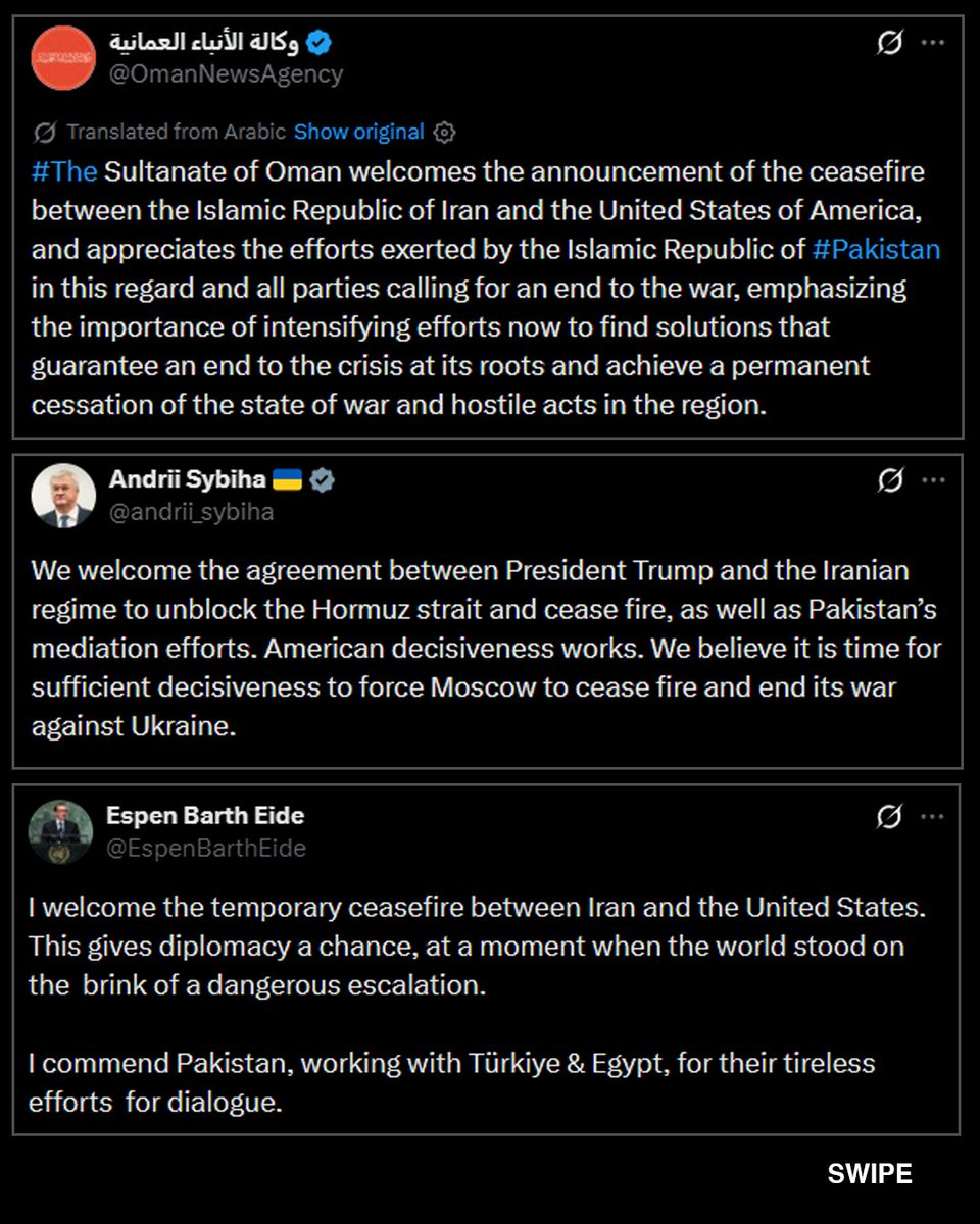 DialoguePak's tweet image. Countries around the world have welcomed the ceasefire announcement by US President Donald Trump to pause w@r with Iran. 

#DialoguePakistan #Countries #World #Welcomed #Ceasefire #US #DonaldTrump #Iran