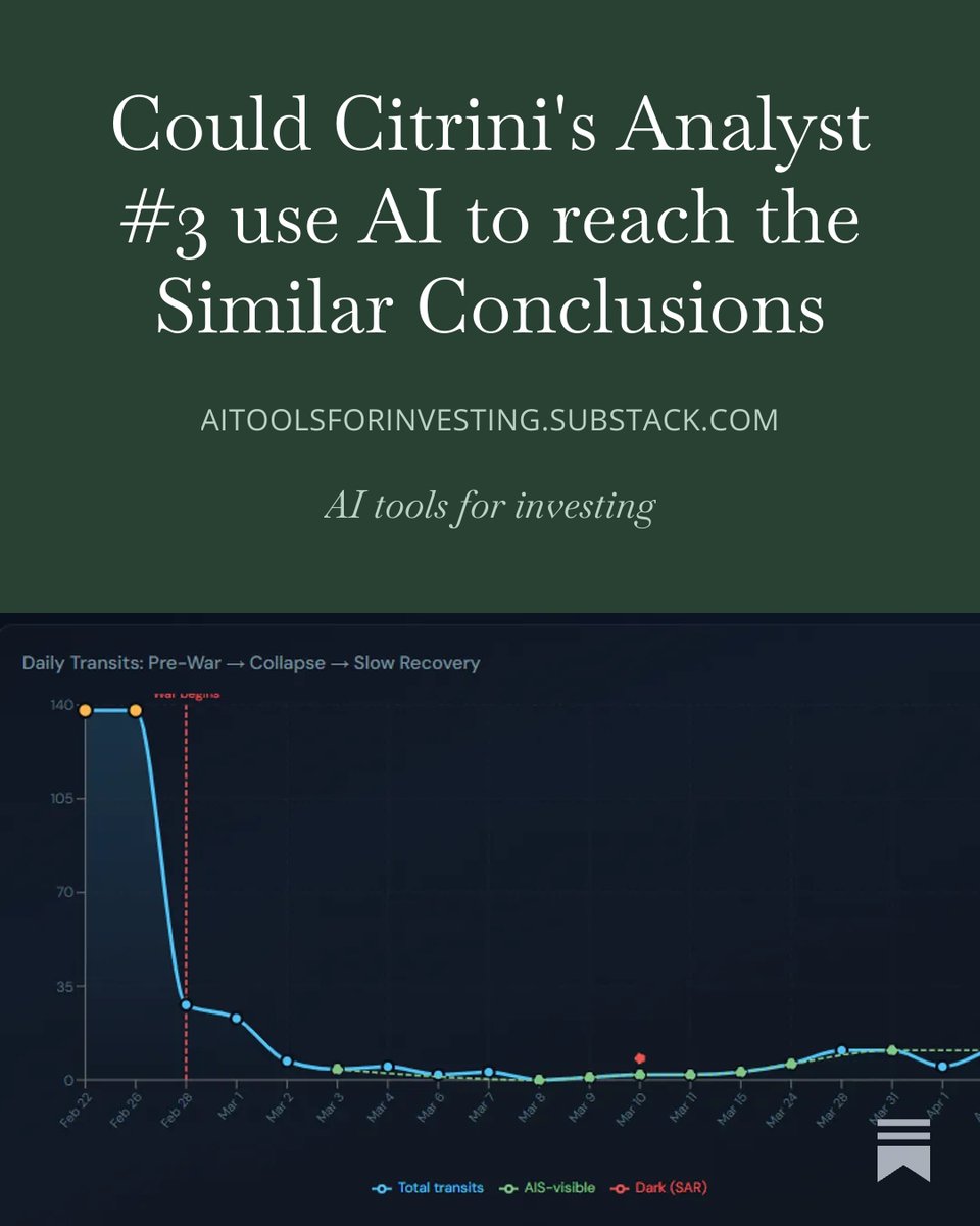 SingularityRes's tweet photo. I'm launching a new newsletter about using AI tools to investing.

My first article on whether Citrini's Analyst #3 could use AI to reach similar conclusions is out now.

Please subscribe and let me know what you think.

Link in the comments

Thanks for @Uzocapital for convincing me to start this