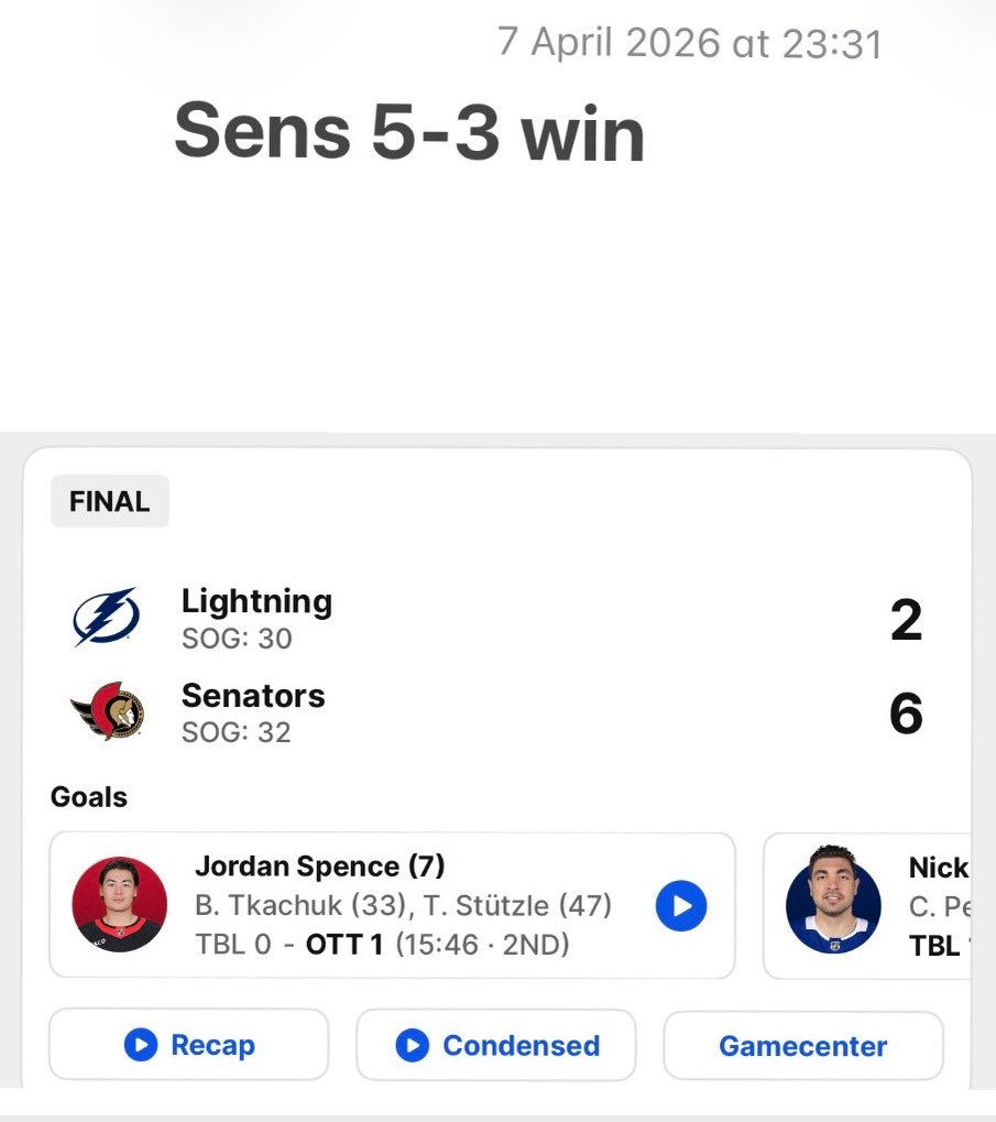 A win is a win, and I wasn’t far off of having the right score prediction!! Go Sens Go! <a href="/SensCentral/">SensCentral</a> <a href="/Matty_In_Perth/">x-Matty-Perth-Sens</a> <a href="/TSN1200/">TSN 1200 Ottawa</a> <a href="/red__onions/">🇨🇦Hümble Senators Fan🇨🇦 🏒</a> <a href="/LockedOn_Sens/">Locked On Senators</a> <a href="/Matty_In_Perth/">x-Matty-Perth-Sens</a> GO SENS GO!! From England 🏴󠁧󠁢󠁥󠁮󠁧󠁿

#georgeshockeycorner #hockey #GoSensGo #OttawaSenators #613ToGU1HouseOfSenators