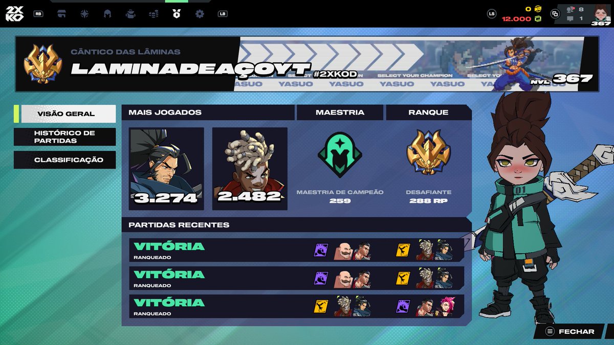 thiiagoroque's tweet photo. CONSEGUI! FINALMENTE SOU CHALLENGER! #2XKO #fgc #yasuo https://t.co/l22F3QoFU2