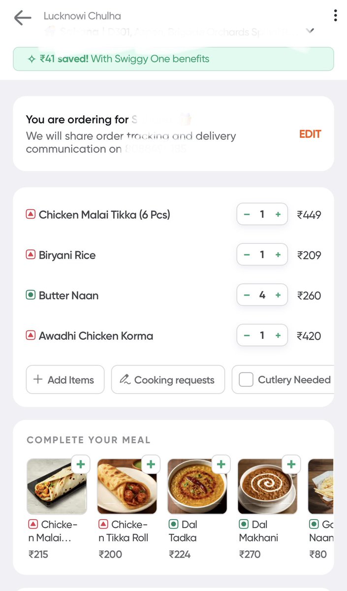 manivellan's tweet photo. Think twice before your order in @Swiggy. 46% higher to the rates at restaurant for delivery and platform fee?? https://t.co/yqutc8F1HI