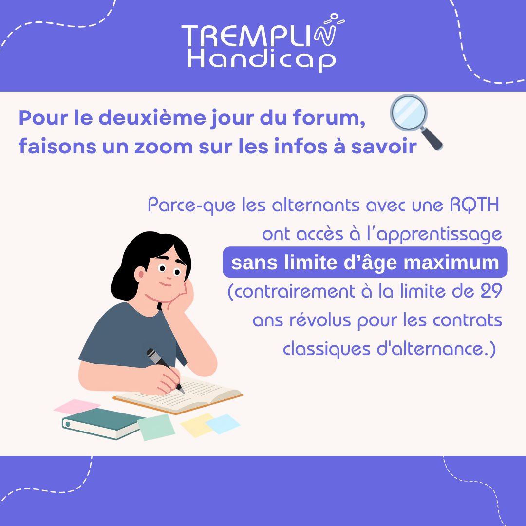 TREMPLIN_HANDI's tweet image. Alternance &amp;amp; handicap 💼
Avec une RQTH :
✔️ Pas de limite d’âge
✔️ Des aides à l’embauche
✔️ Des aménagements possibles
Des dispositifs concrets pour faciliter l’accès à l’emploi.
#handicap #alternance #inclusion