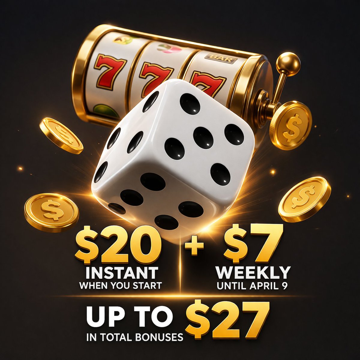 LottoDice_bot's tweet photo. $20 for new signups is back for the next 24 hours. 🎁
Join LottoDice now and start with no risk.

The $7 weekly reward event runs until April 9.
New users who join within the next 24 hours can unlock up to $27 in bonus value. 💰🎲

Start now 👇
▶ https://t.co/TMFd3r1AiI

Join the community and grow with us.
▶ https://t.co/iQcNEWbApy