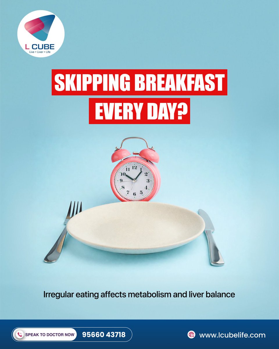 lcube_health's tweet image. Skipping Breakfast Every Day?

Irregular eating patterns affect metabolism and liver health.
Start your day with a healthy breakfast.
📞 Speak to a doctor: 95660 43718
🌐 lcubelife.com

#Breakfast #HealthyHabits #FattyLiver #LCubeLife