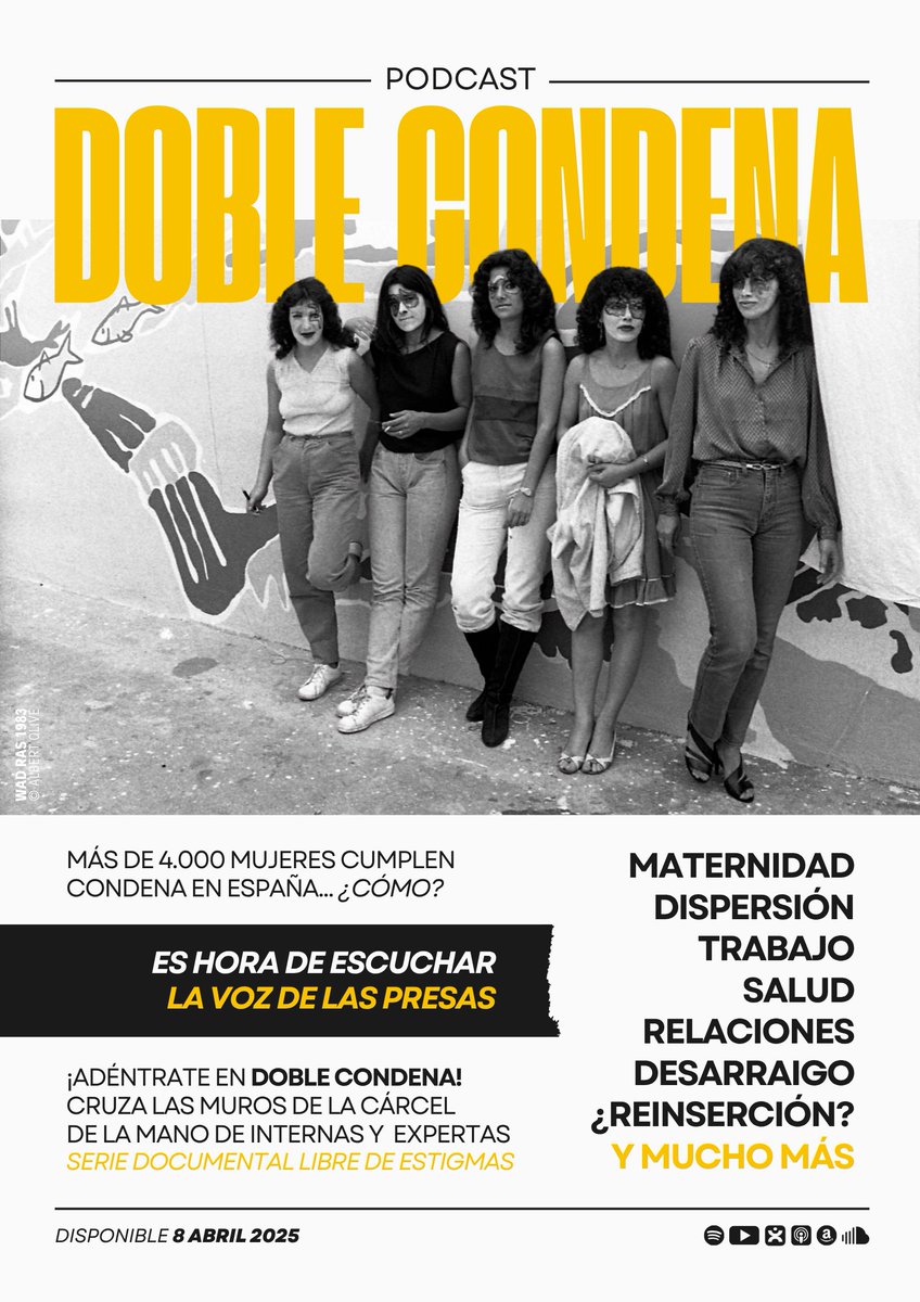 doblecondena_'s tweet photo. 🚨 ¡Ya puedes escuchar el primer episodio de @doblecondena_ en todas las plataformas de audio!

Cruza los muros de la prisión de la mano de mujeres que han vivido el encierro en primera persona.

¡Escúchalo! https://t.co/J3DmPklNZ5

Y disfruta de un nuevo episodio cada miércoles. https://t.co/QJSiTciDHe