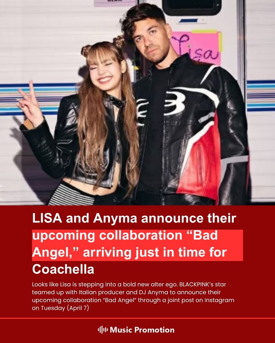 MPCInsights's tweet photo. LISA and Anyma tease their upcoming collab “Bad Angel,” set to drop just ahead of Coachella.
#LISA #BLACKPINK #Anyma #BadAngel #AEDEN #Coachella #Coachella2026 #NewMusic #MusicRelease #MusicTeaser #EDM #Kpop #DJLife #ElectronicMusic #PopMusic #MusicVideo #TrendingNow #ComingSoon https://t.co/ybjLPKY47N