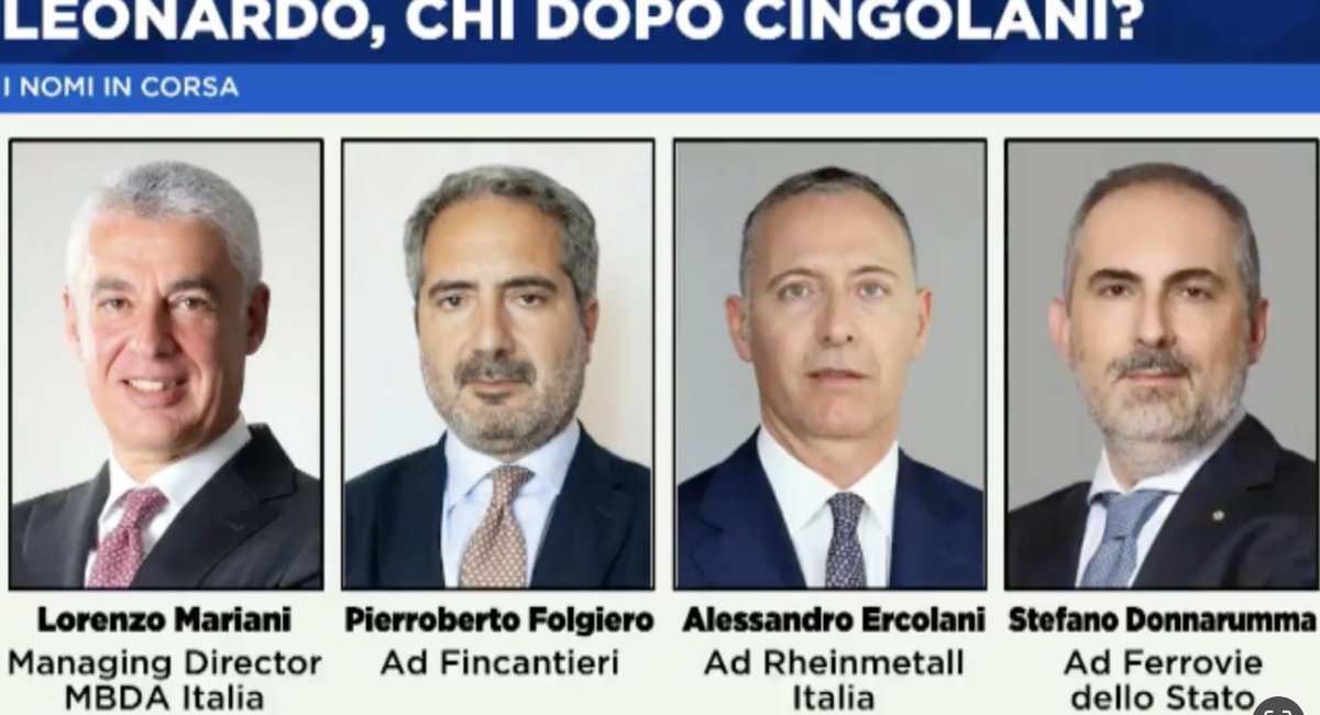 elisabethmalom1's tweet image. Names circulating in Italian media regarding who could possibly be appointed to replace #Leonardo CEO Roberto Cingolani per reports that the government plans to replace him.