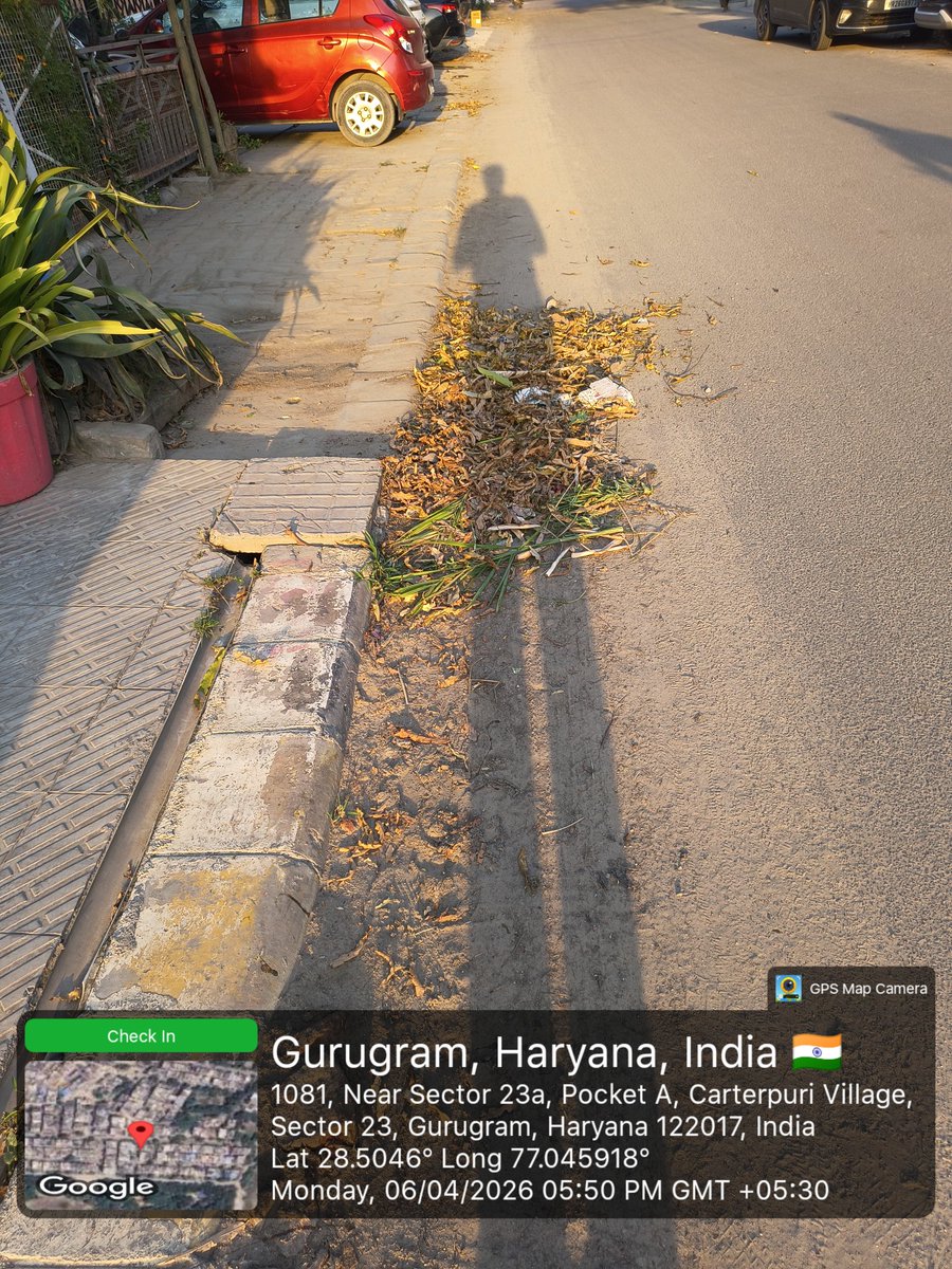 MCG weeps only that part of the road for which picture is attached here. 50 metres away, the roads remain dirty, unswept, full of soil, muddy. CAQM &amp; CPCB, does MCG have any answers for you???