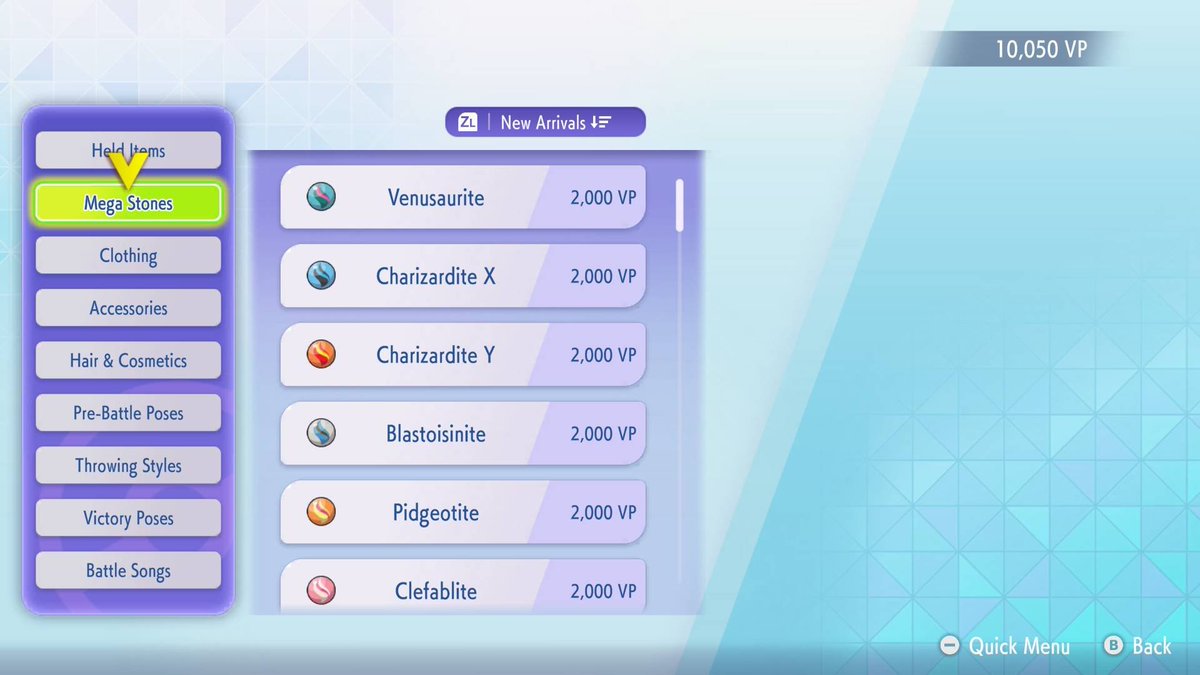 VGCVictoryRoad's tweet image. Earn all the available Mega Stones in #PokemonChampions! 💎
▶️ Most can be found in the shop at a cost of 2,000 VP
▶️ Some can be earned in the Mega Evolution tutorial
▶️ Bring a #PokemonLegendsZA native Chesnaught, Delphox, Greninja or Floette for their respective Mega Stones