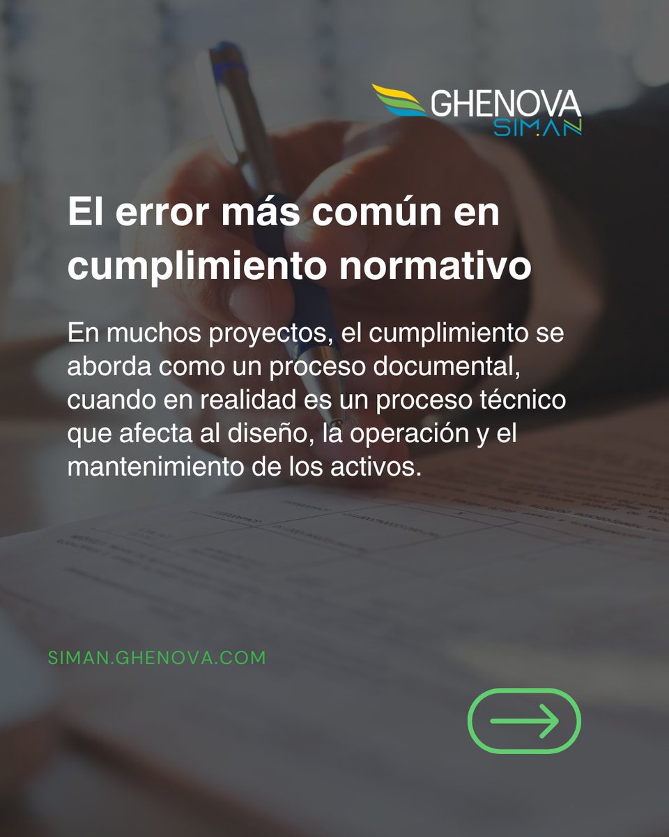 GHENOVASiman's tweet photo. En Ghenova SIMAN abordamos el cumplimiento desde la ingeniería: analizamos riesgos reales, traducimos requisitos en medidas técnicas y garantizamos trazabilidad a lo largo del ciclo de vida del activo.#CumplimientoNormativo #SafetyEngineering #OperationalExcellence #GHENOVASIMAN https://t.co/1lXmKBVIGh