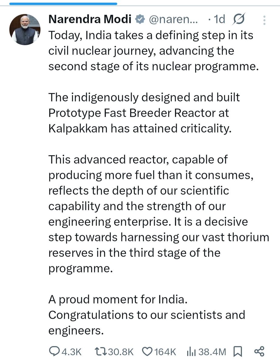 Vet_Pathologist's tweet photo. Big Breakthrough for Indian Nuclear Programme..Big Congratulations to our Hard Working Scientists!!! We are second country in the World to Achieve this Milestone after Russia!!! https://t.co/z9GJBcT5eW