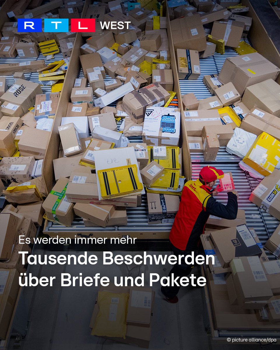 RTLWEST's tweet image. Im vergangenen Jahr sind fast 55.400 Beschwerden über die #Post- und Paketbranche bei der Bundesnetzagentur in #Bonn eingegangen. Das ist gut ein Viertel mehr als im Vorjahr. Es geht um verspätete #Pakete oder falsch zugestellte #Briefe. Als Marktführer ist vor allem die Deutsche