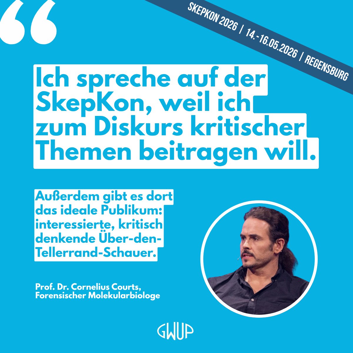 gwup's tweet photo. Vom 14.-16. Mai laden wir zur #SkepKon nach Regensburg. Unter anderem freuen wir uns auf Prof. Dr. Cornelius Courts aka @bloodnacid und seinen Vortrag: "Faking Science – Raubverlage, Fake-Journals und KIs, die Artikel schreiben und begutachten, bedrohen uns alle".

👉 https://t.co/pFc822S7aB

🎫 Werde jetzt #GWUP-Mitglied, zahle nur den halben Jahresbeitrag 2026 und profitiere vom Mitglieder-Rabatt für SkepKon-Tickets: https://t.co/w2W5iDcYz2
