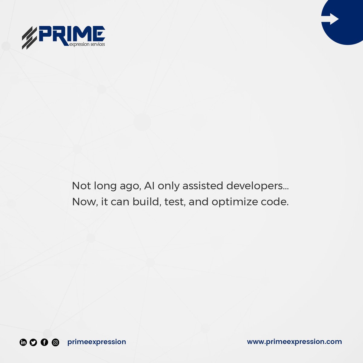 primeexpression's tweet photo. The future of software development isn't coming. It's already here. 🚀

At Prime Expression, we build digital products that are engineered to perform, designed to scale, and built to last.

Contact us today to start your project.

#SoftwareDevelopment #TechCompany #AIinTech https://t.co/3FaHp3kM6Z