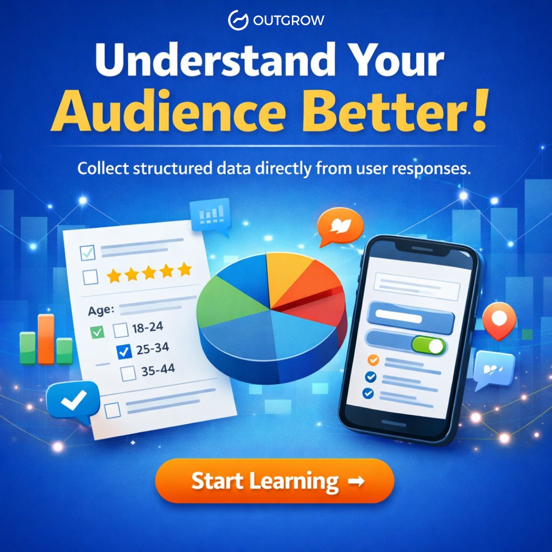OutgrowCo's tweet image. Know Your Audience Inside Out.

Gather meaningful insights straight from your audience with every interaction, and turn responses into actionable data.
📊 Start Learning! Link in comments.

#Outgrow #AudienceInsights #LeadGeneration #InteractiveContent #MarketingData