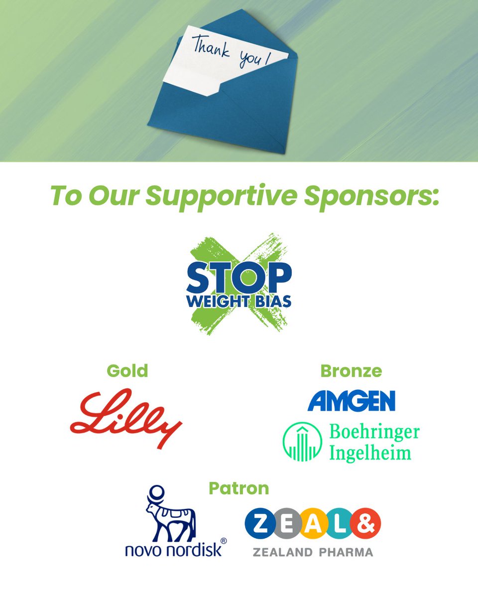 We’re grateful for our sponsors standing with us to #StopWeightBias! Your support has helped raise awareness and drive change this year—together, we’re creating a world where everyone is treated with respect.

<a href="/EliLillyandCo/">Eli Lilly and Company</a> <a href="/Amgen/">Amgen 🧪🔬🧬</a> <a href="/novonordisk/">Novo Nordisk</a> <a href="/Boehringer/">Boehringer Ingelheim</a> #ThankYou #OAC