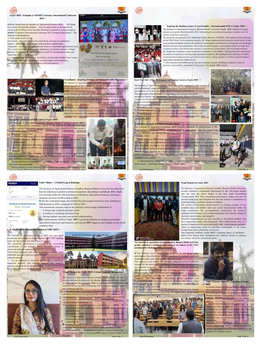 AmitavaRakshit3's tweet photo. #SeedsOfExcellence Celebrating the grit, growth & glory of @directoragbhu,@bhupro students 🌱
From labs to leadership, culture to community :this edition captures their unstoppable spirit! @ugc_india @icarindia
@EduMinOfIndia @AgriGoI @CGIAR @QSCorporate @FAO @UPGovt @PMOIndia https://t.co/QW22zHD9hJ