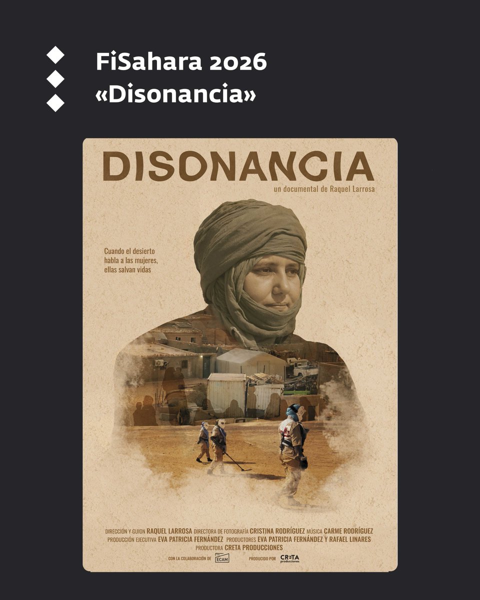 FiSahara's tweet photo. #FiSahara2026 proyectará "Disonancia" (@RaquelLarrosa), nominada al Goya a Mejor Corto Documental y ganadora de mútiples Premios. Contaremos con la presencia de su productor (@CretaProd) y sus protagonistas, las mujeres desactivadoras de minas de #SMAWT.
#CaminandoANuestraTierra https://t.co/CZECin8lYQ