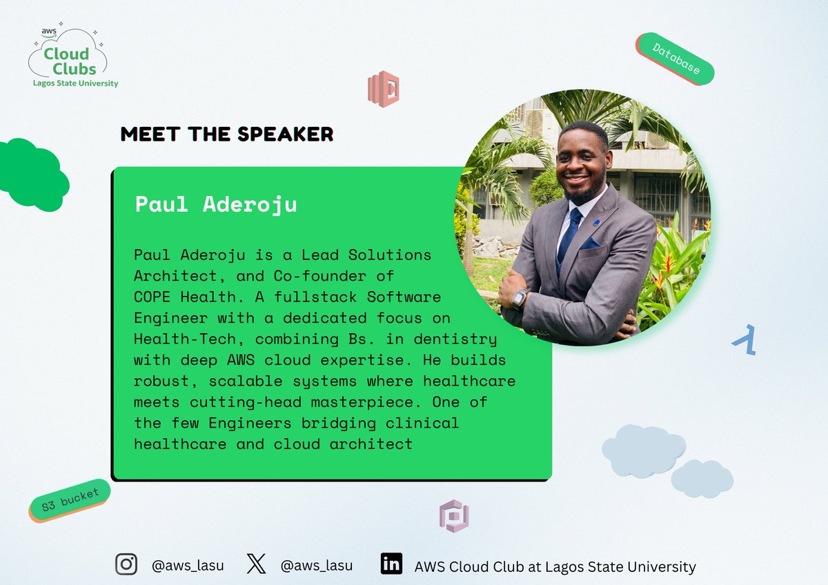 aws_lasu's tweet photo. 𝐈𝐧𝐭𝐫𝐨𝐝𝐮𝐜𝐭𝐢𝐨𝐧 𝐭𝐨 𝐀𝐖𝐒 𝐂𝐥𝐨𝐮𝐝 𝐂𝐨𝐧𝐬𝐨𝐥𝐞: 𝐒𝐩𝐞𝐚𝐤𝐞𝐫 𝐔𝐧𝐯𝐞𝐢𝐥𝐢𝐧𝐠.

Come on the 11th to learn from his broad range of knowledge.

See you there!

🖇️Register here: https://t.co/LgDSVzvhos

Join the community: https://t.co/ZQIAKvJbJj https://t.co/kvLlVcNu0W