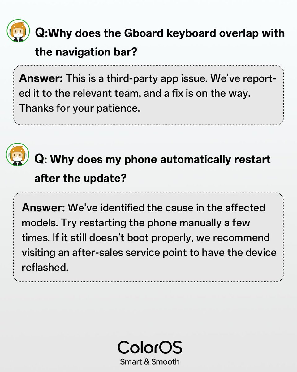 colorosglobal's tweet image. Life is full of questions.
We answered a few about ColorOS. Join the conversation: community.oppo.com/thread/2078497…

#OPPOColorOS16 #MoreColorEveryMonth