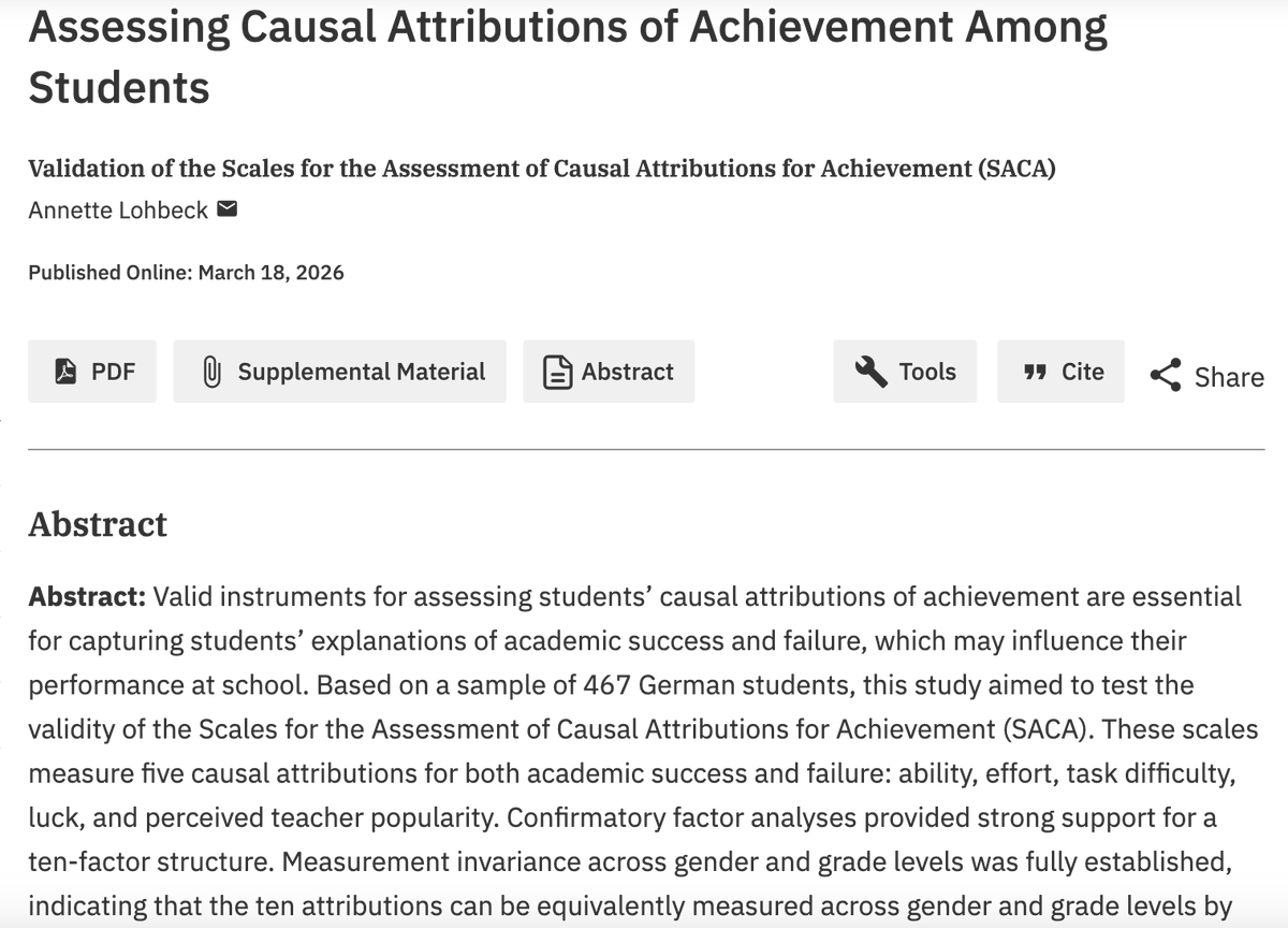 EJPAjournal's tweet photo. Don’t miss this #OpenAccess study on the validation of the SACA—measuring students’ causal attributions for academic success and failure across ten dimensions.
https://t.co/gVdGaIC2dS https://t.co/xtn2YqWxTf