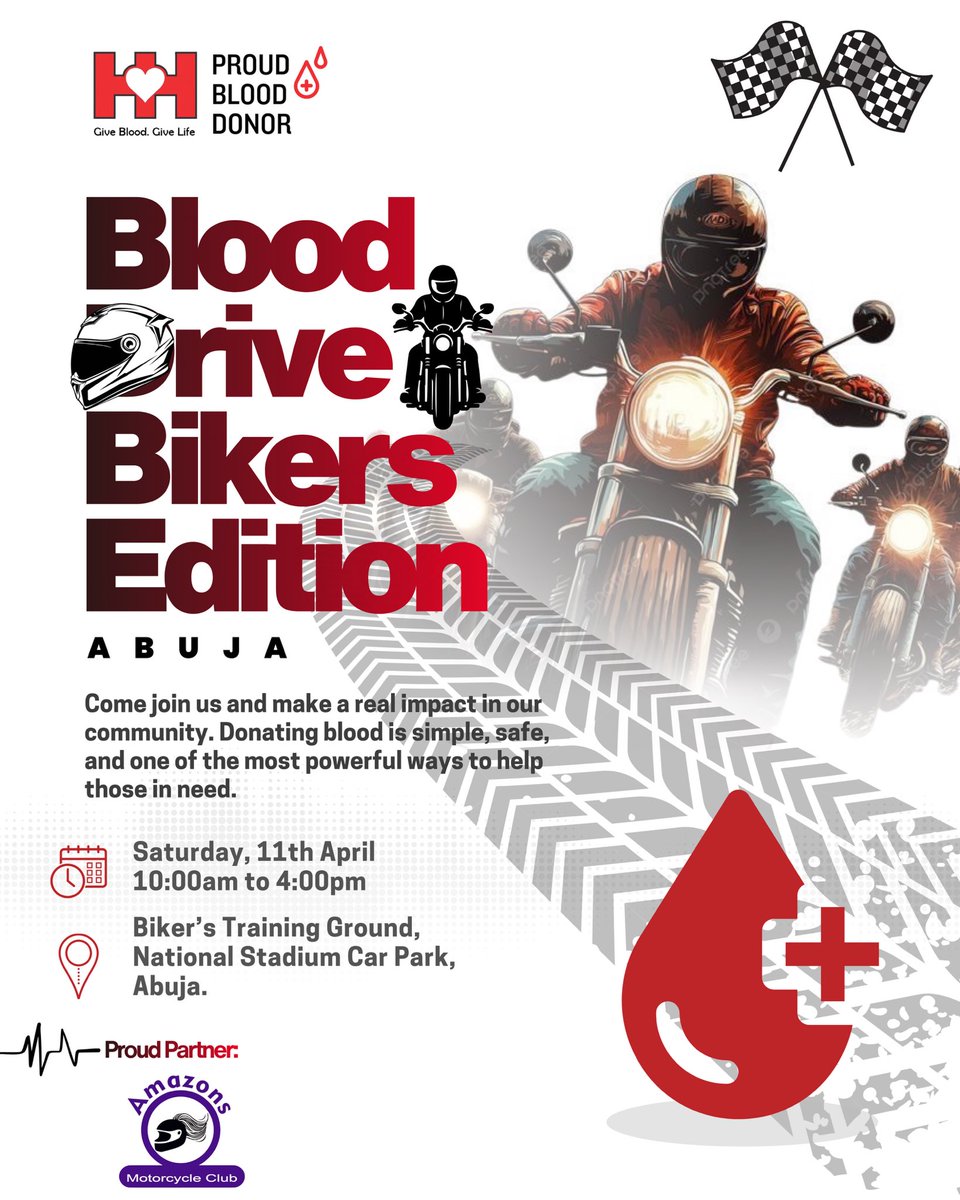 Haima_Health_'s tweet photo. Fancy saving lives with the Bikers Community?!! 🏍️🏁
We’ve got lifesaving plans for you this weekend!!

If giving is in your blood, then come join us for a special edition Blood Drive in Abuja! 💪🏽

Tag and bring your squad!

#haimahealth #bikergram #givebloodsavelives #bikergang https://t.co/A4zZxjDXDq