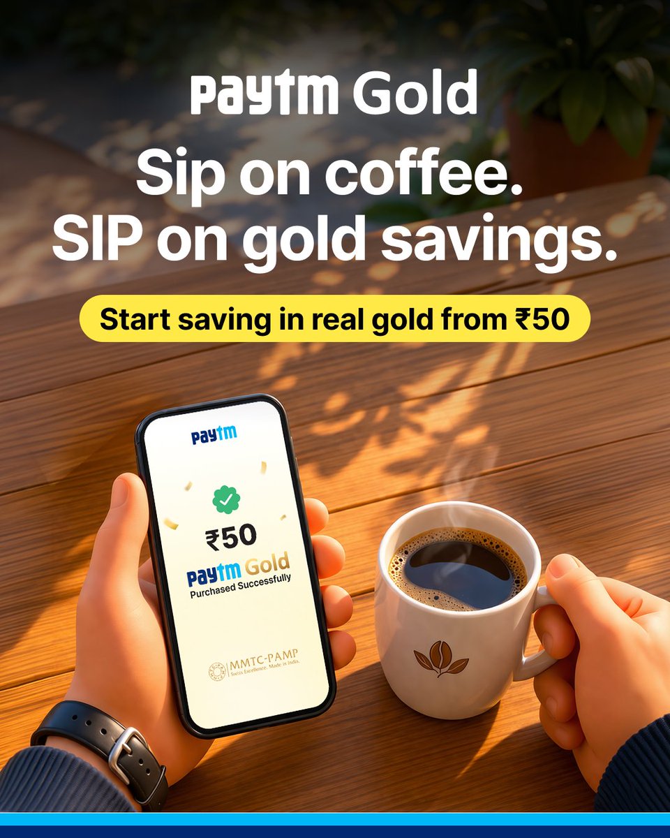 Coffee today ☕, Gold for tomorrow ✨
Start investing from just ₹50 on Paytm Gold 💛 m.paytm.me/goldnew