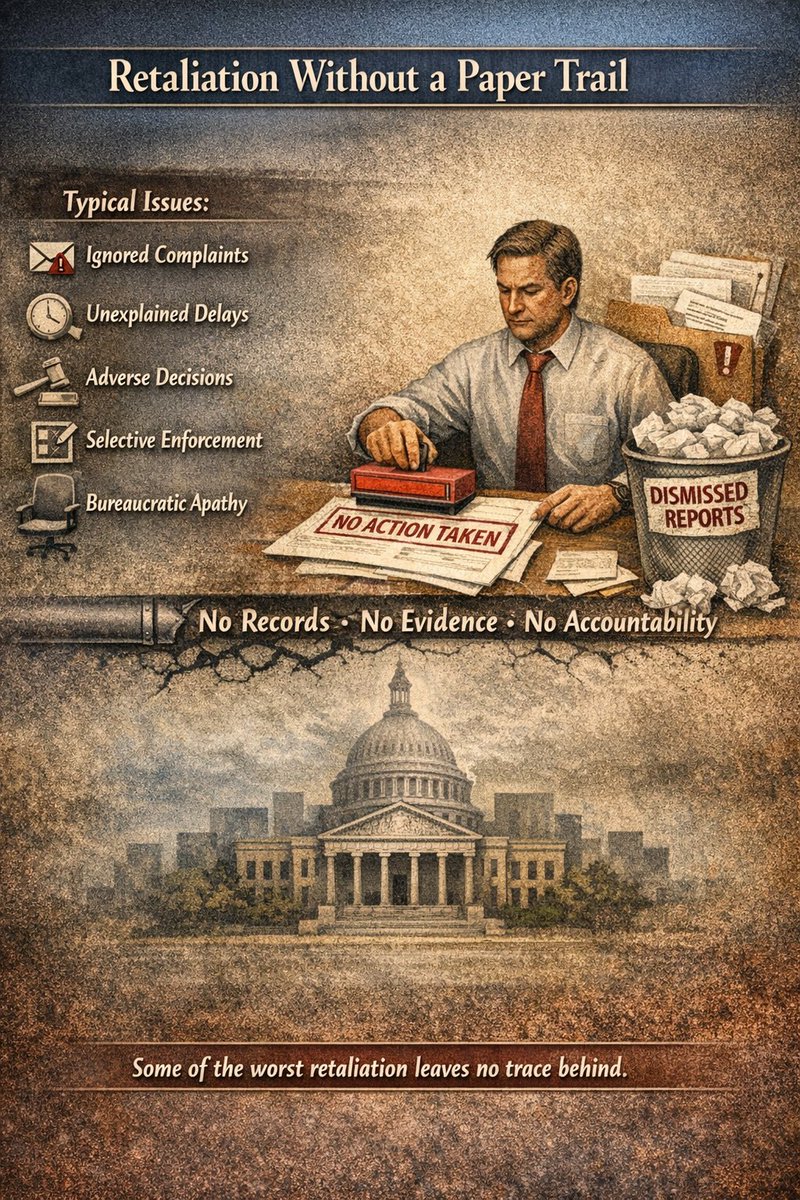 Securenewstv's tweet photo. Post 4 — Retaliation Without a Paper Trail
Retaliation inside administrative systems rarely looks like a dramatic act.

It often appears as: ignored      complaints unexplained  delays sudden  adverse decisions selective  enforcement of rules administrative      indifference Because state-level offices control the first reporting channels, retaliation can occur without generating a formal record. When complaints are dismissed or minimized at the state layer, federal agencies never see the warning signs.

In one case I handled, formal complaints were repeatedly ignored at the state level, even when they involved identity misuse and benefit disruption. By the time the issue reached federal review, the record had been sanitized to the point that the underlying concerns were invisible.

This is how retaliation becomes systemic: not through overt acts, but through silence.